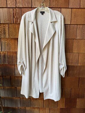 J.Jill Wearever Collection Drape Front Beige Lightweight Jacket in Women's Large